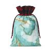 Turquoise Gold Marble Festive Drawstring Burlap Gift Bags-Reusable Christmas Gift Bags For Every Occasion view 2