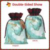 Turquoise Gold Marble Festive Drawstring Burlap Gift Bags-Reusable Christmas Gift Bags For Every Occasion view 3
