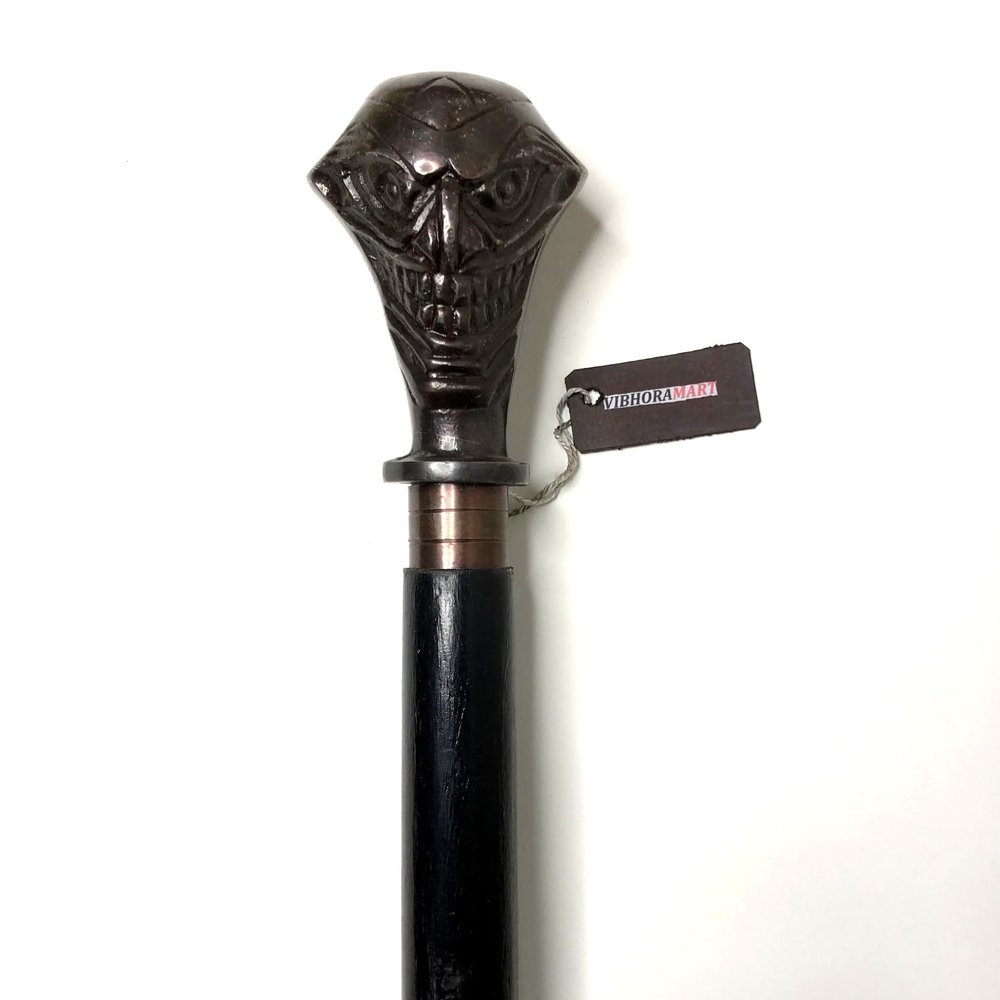 Antique Joker Handle Wooden Walking Stick Cane Black Walking Stick for Men