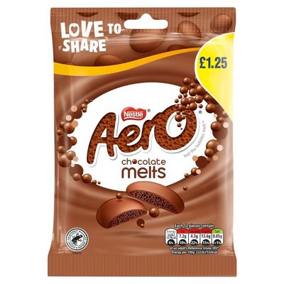 Aero Melts Milk Chocolate Sharing Bag 80g, 1 Count (Pack of 12)