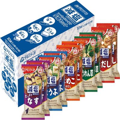Amano Foods Freeze-Dried Miso Soup Salltreduced Variety Set - 5 Flavors, 10 Servings