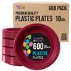 Party Solids Burgundy Plastic Plates Bulk 10" Burgundy Disposable Plates For Party Supplies 600 Pieces Disposable Dinner Plate Heavy Duty 350 GSM Plate Sets, Plastic Dinnerware Sets view 1