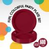 Party Solids Burgundy Plastic Plates Bulk 10" Burgundy Disposable Plates For Party Supplies 600 Pieces Disposable Dinner Plate Heavy Duty 350 GSM Plate Sets, Plastic Dinnerware Sets view 2