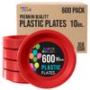 Exquisite Party Solids Red Plastic Plates Bulk 10" Red Disposable Plates For Party Supplies 600 Pcs Disposable Dinner Plate Heavy Duty 350 GSM Plate Sets, Plastic Dinnerware Sets view 1
