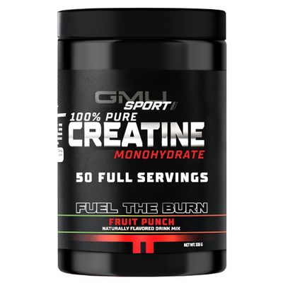 GMU SPORT Creatine Monohydrate Powder  Fruit Punch | 50 Servings | 5g Micronized Creatine per Scoop | Strength, Recovery & Muscle Builder | Delicious Drink Mix for Men & Women
