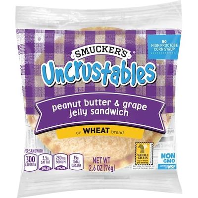 Uncrustables Wheat Peanut Butter & Grape Sandwich, 2.6 ounce (Pack of 48)