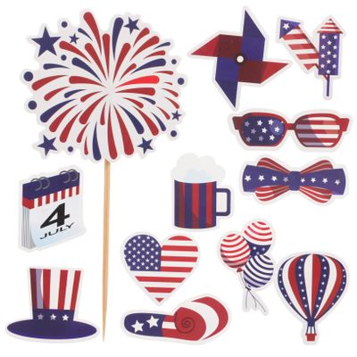 Hohopeti Independence Day Cake Picks 4 of July Cupcake Toppers Decorative Ornament for National Day