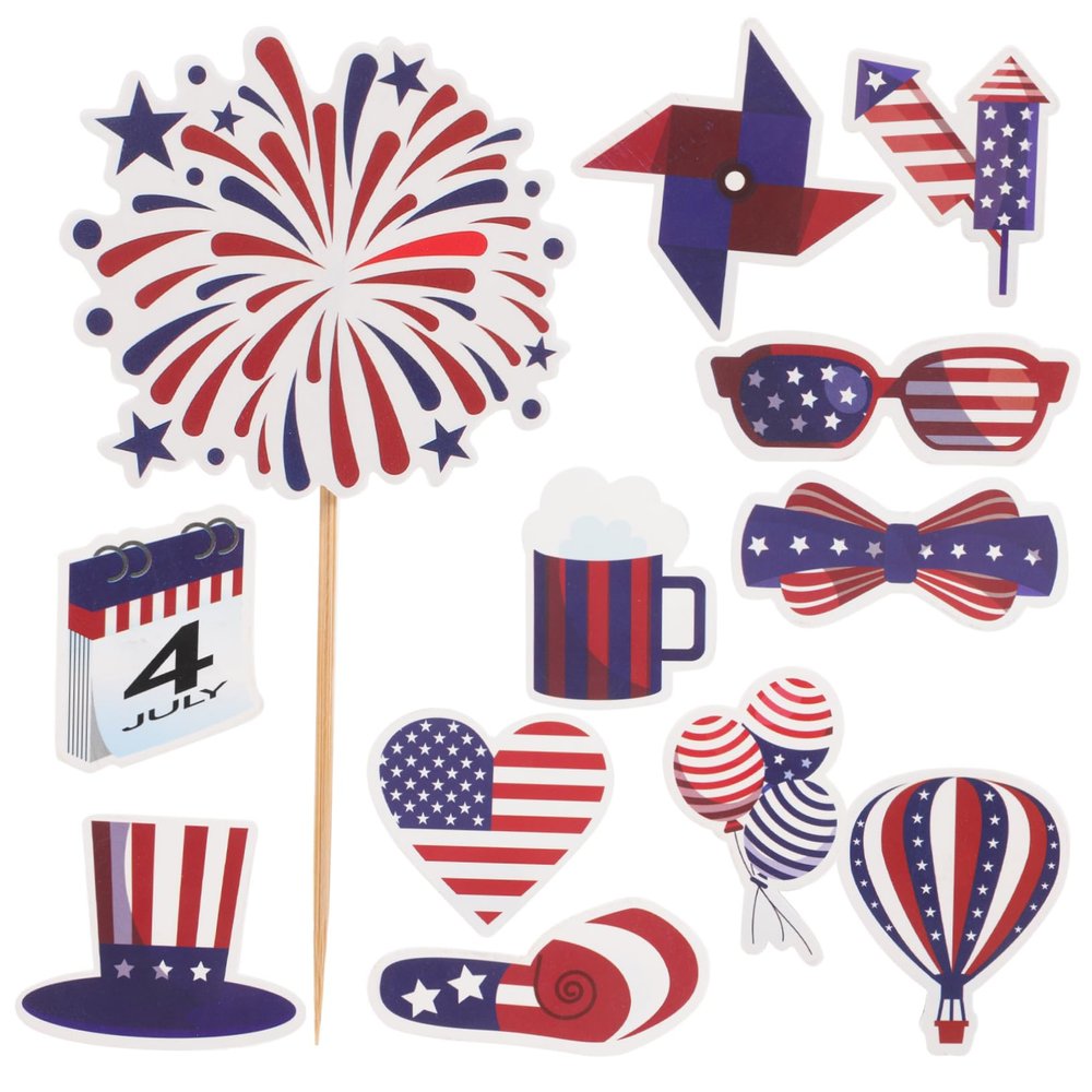 Hohopeti Independence Day Cake Picks 4 of July Cupcake Toppers Decorative Ornament for National Day