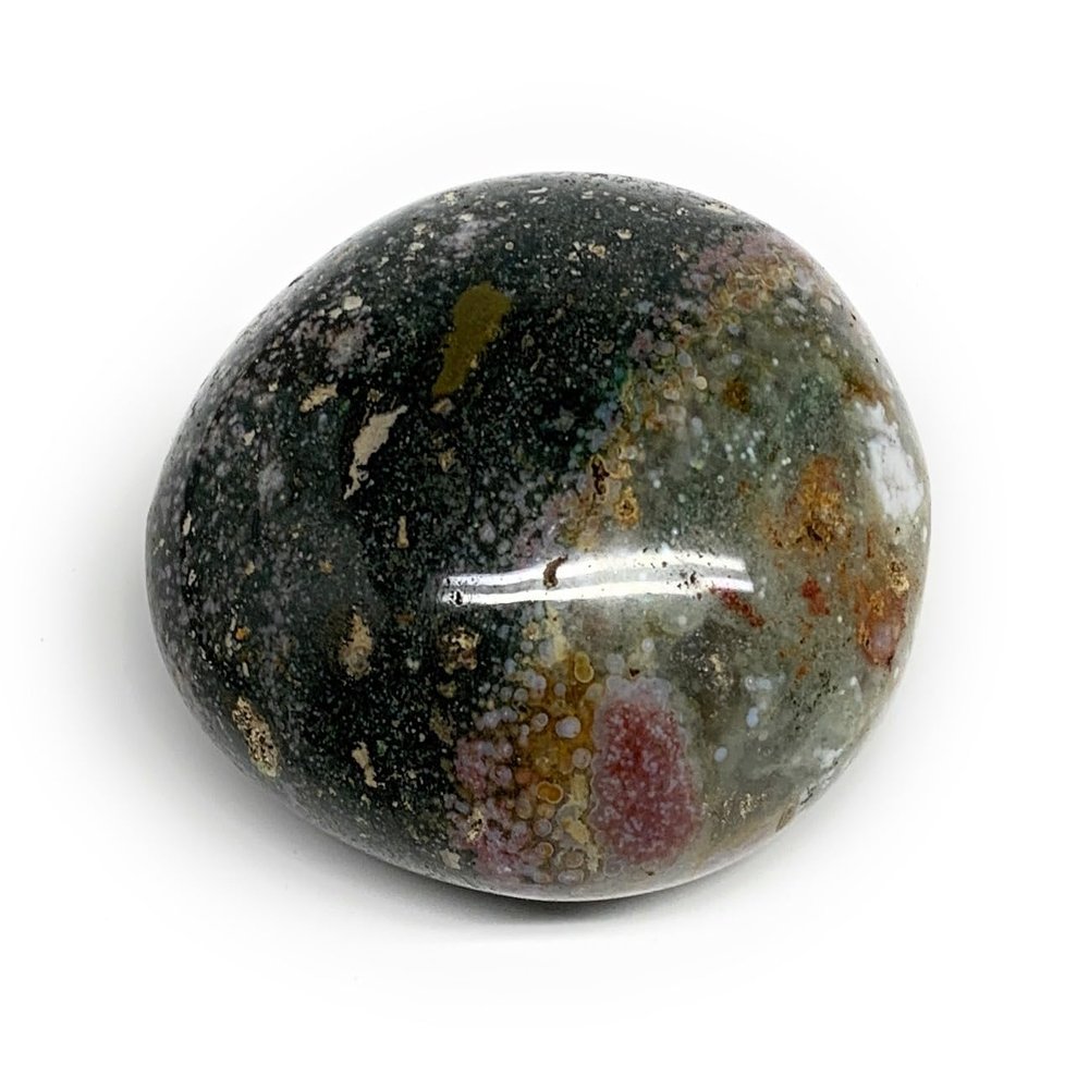 125.9g, 2.2"x2"x1.3", Ocean Jasper Palm-Stone or ocean orbicular jasper Crystal Gallet Gemstones @Madagascar, B30711