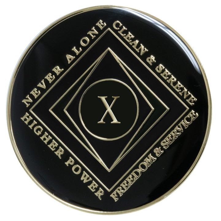 10 Year NA Style Clean Time Medallion Black Tri-Plate Chip