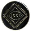 20 Year NA Style Clean Time Medallion Black Tri-Plate Chip view 1