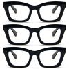 REAVEE 3 Pack Oprah Style Reading Glasses for Women Blue Light Blocking, Oversized Cute Square Computer Readers with Spring Hinge, Black 1.25 view 1
