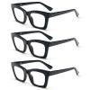 REAVEE 3 Pack Oprah Style Reading Glasses for Women Blue Light Blocking, Oversized Cute Square Computer Readers with Spring Hinge, Black 1.25 view 2