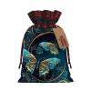OOZ Dark style blue gold butterfly pattern Christmas Decoration Gift Bag Candy Bag with Drawstring,Xmas Gift BagsTreat Pouch BagsSizeS Blue and gold view 1