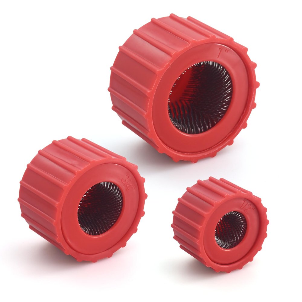 LOUZAGO 3 Pcs Copper Pipe Cleaner, 1/2" & 3/4" & 1" Copper Pipe Brush Plumbers Cleaning Brush, Handy Copper Tube Brush Deburring Brush Cleans Copper Pipe Cleaning Tool for Brazing, Plumbing