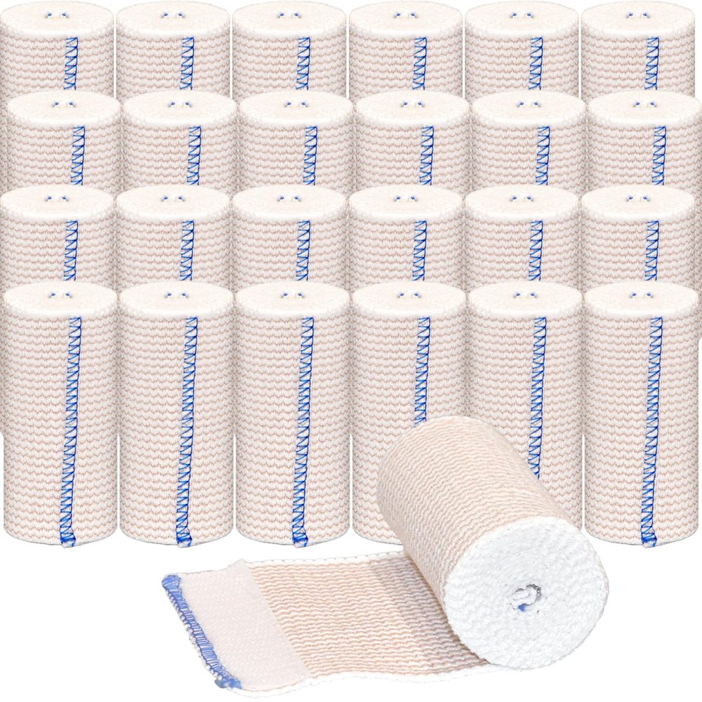 24 Pack Elastic Bandage Wrap 4 Bandage Wrap with Hook and Loop Closure on Both Ends Self Adhesive Bandage Wrap for Sports, Medical, and Injury Recovery