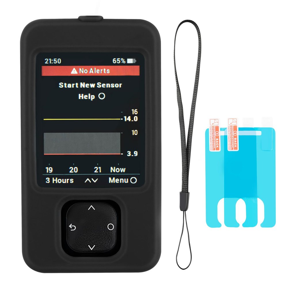 Swiatla Dexcom G7 Receiver Case with Wrist Lanyard and 2PCS Screen Protector (Black)