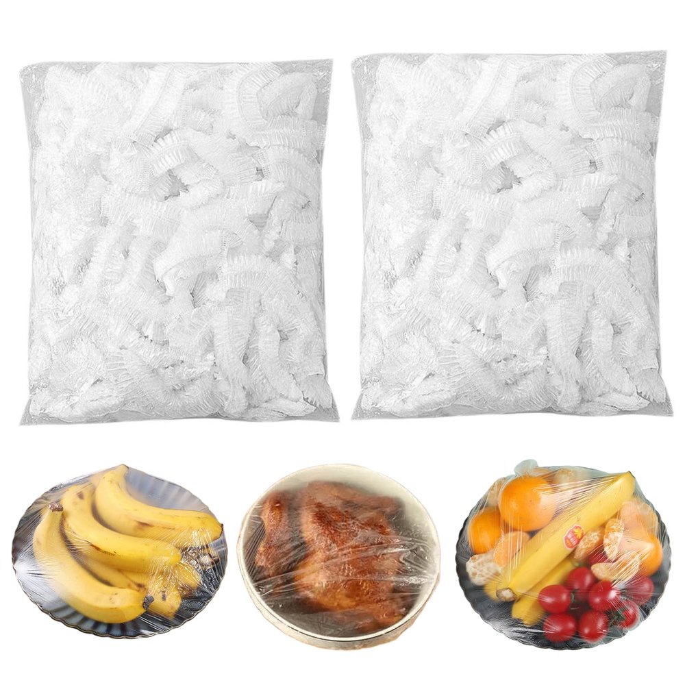Fresh Keeping Bags, Plastic Sealing Elastic Stretch Adjustable Bowl Lids, Reusable Plastic Kitchen Wrap for Cover Food, Cling Film for Picnic (200PCS)