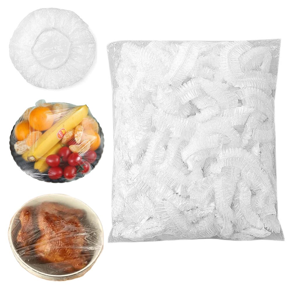 Fresh Keeping Bags, Plastic Sealing Elastic Stretch Adjustable Bowl Lids, Reusable Plastic Kitchen Wrap for Cover Food, Cling Film for Picnic (100PCS)