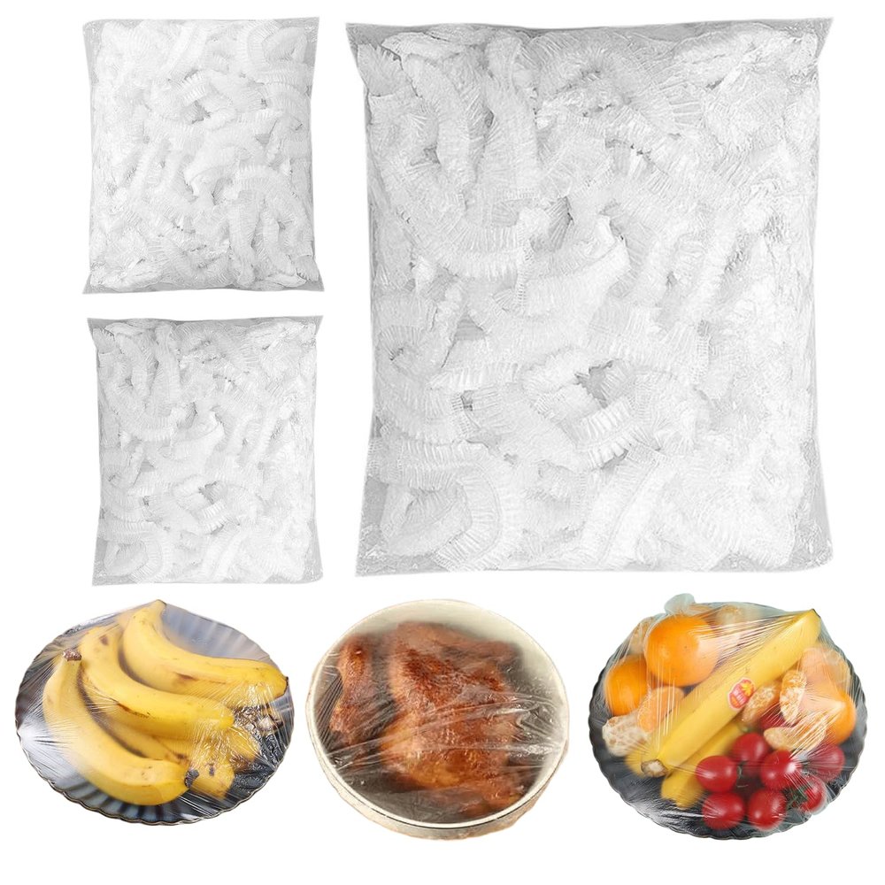 Fresh Keeping Bags, Plastic Sealing Elastic Stretch Adjustable Bowl Lids, Reusable Plastic Kitchen Wrap for Cover Food, Cling Film for Picnic (300PCS)
