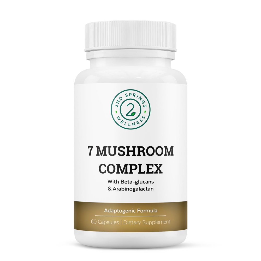 2nd Springs Organic Mushroom Complex - 7 Mushroom Supplement - Immune Support Nootropic & Adaptogenic Supplement with Lion's Mane, Chaga, Maitake, Shiitake, Reishi, Turkey Tails, Cordyceps Capsules