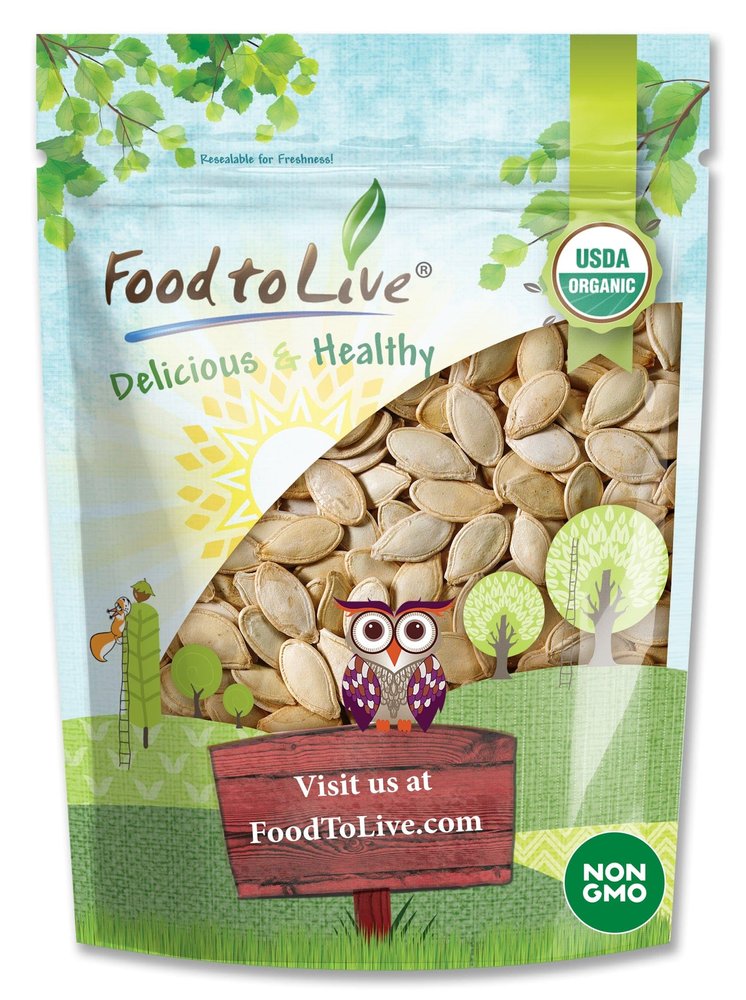 Food to Live Organic Dry Roasted Pumpkin Seeds in Shell with Himalayan Salt, 6 Ounces  Nutritious Snack Made from Premium Non-GMO Seeds, Perfect for Keto and Paleo Diet. Rich Flavor. Kosher, Vegan