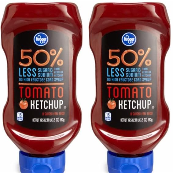 Gluten Free Reduced Sugar & Sodium Tomato Ketchup (Pack Of 2 Bottles, 19.5 oz. Each)