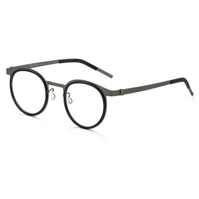 Retro Round Reading Glasses for Men and Women, Lightweight Pure Titanium Blue Light Blocking Eyeglasses (Color : Black, Size : 2.0x)