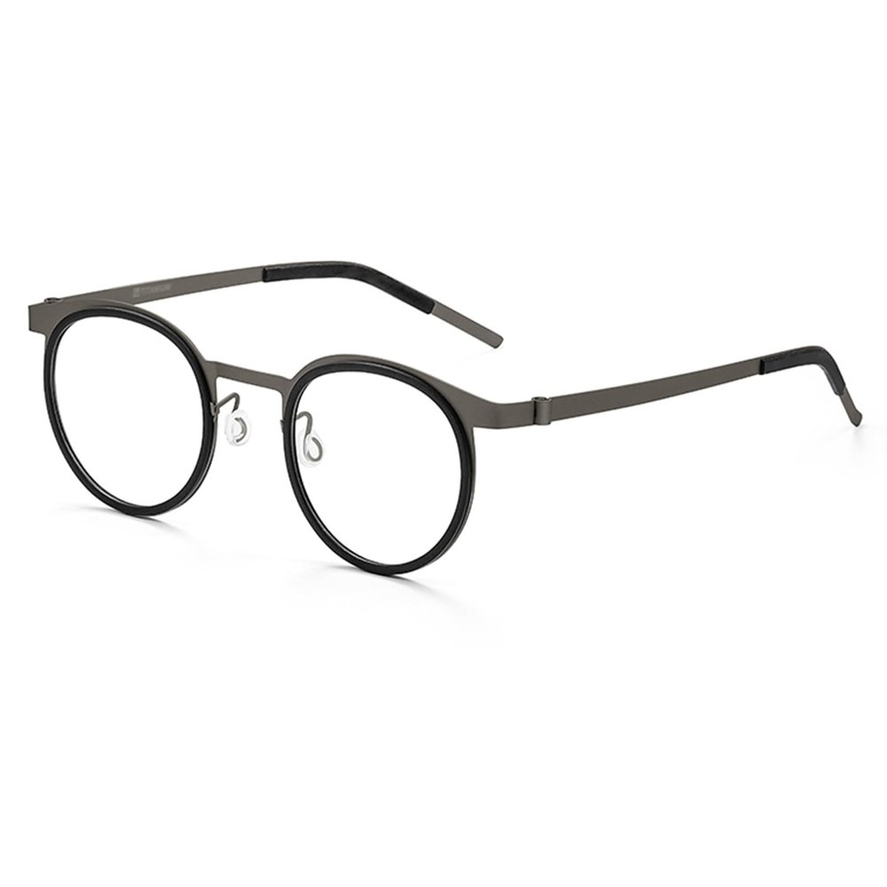 Retro Round Reading Glasses for Men and Women, Lightweight Pure Titanium Blue Light Blocking Eyeglasses (Color : Black, Size : 2.0x)