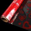 DERAYEE Valentine Heart Cellophane Wrap Roll, 100 ft x 16 In Crystal Clear Cellophane Gift Wrapping Paper for Flowers Treats Baskets Valentine's Day Party Favors view 1