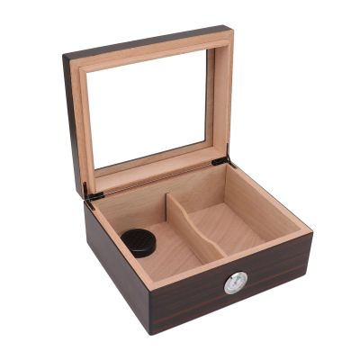 Cigar Humidors Wood Humidor Clear Top Desktop Cigar Box with Built - in Hygrometer, Humidifier for Storing, Aging Cigars.