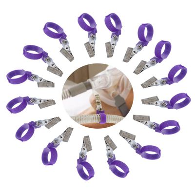 16Pcs Hose Holder ClipOxygen Tube/Cannula HolderHose Holder Hanger Oxygen Tube ClipsAnti-winding Hose Clips for Uninterrupted Sleep Supplies (PURPLE)