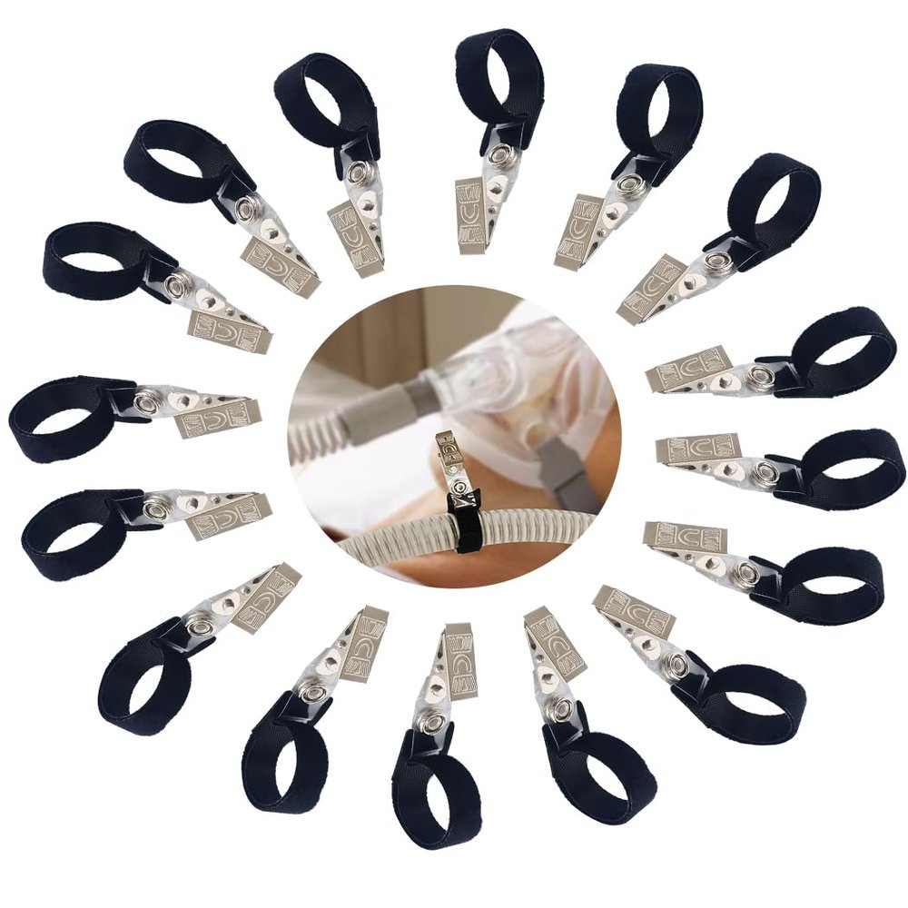 16Pcs Hose Holder ClipOxygen Tube/Cannula HolderHose Holder Hanger Oxygen Tube ClipsAnti-winding Hose Clips for Uninterrupted Sleep Supplies (BLACK)