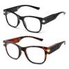 SKYWAY Reading Glasses Lighted Rechargeable magnifying eyeglasses LED Readers with Lights Eyewear Clear Vision Black+Tortoiseshell-1.0X view 1