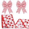 Anwyll Valentines Day Wired Ribbon 11Yard 2-1/2Inch Glitter Red Heart Ribbon Burlap Happy Valentines Day Wired Edge Ribbons for Crafts Gift Wrapping Wreath Galentines Valentines Mothers Day Decoration view 1