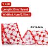 Anwyll Valentines Day Wired Ribbon 11Yard 2-1/2Inch Glitter Red Heart Ribbon Burlap Happy Valentines Day Wired Edge Ribbons for Crafts Gift Wrapping Wreath Galentines Valentines Mothers Day Decoration view 2