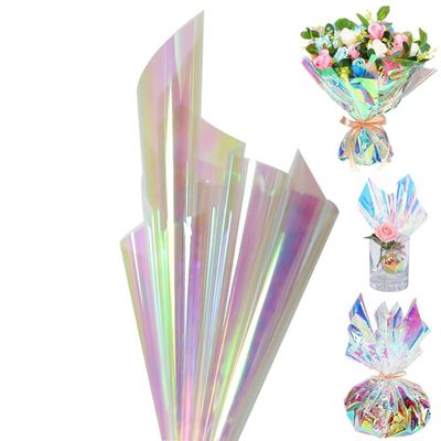 NatureMan 20 Sheets 19.6 in x19.6 in Iridescent Cellophane Wrap Paper Flower Wrapping Paper,Rainbow Wrapping Paper for Flower Gift Baskets Wrap DIY Wrapping
