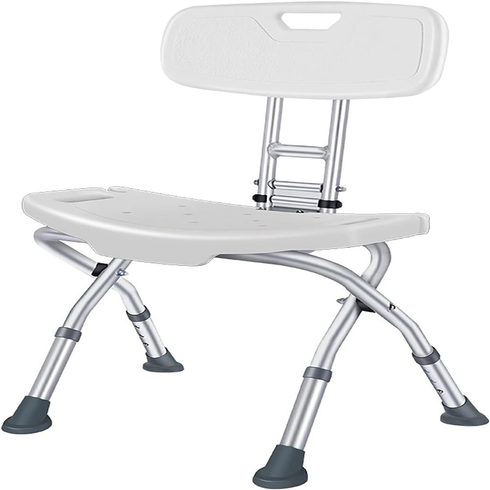 KarFri Foldable Shower Chair for Elderly and Disabled,Height Adjustable Shower Seat Heavy Duty Non-Slip Shower Stool Bathroom Bath Chair with Backrest Capacity 300 Lbs