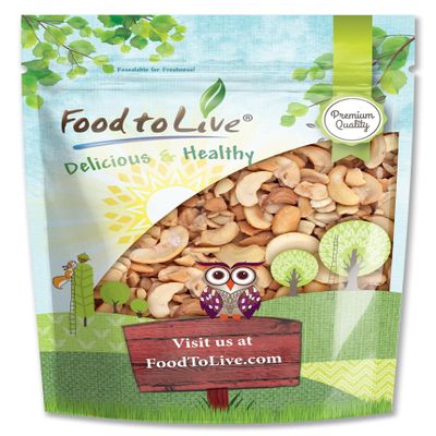 Food to Live - Dry Roasted Cashew Pieces with Himalayan Salt, 3 Pounds  Oven Roasted Nuts, Lightly Salted, No Oil Added, Vegan Snack, Keto, Kosher, Bulk.