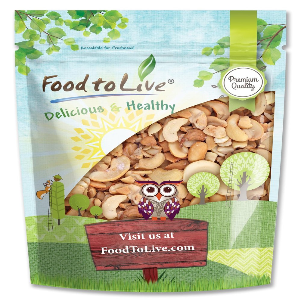 Food to Live - Dry Roasted Cashew Pieces with Himalayan Salt, 3 Pounds  Oven Roasted Nuts, Lightly Salted, No Oil Added, Vegan Snack, Keto, Kosher, Bulk.