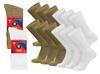 12 Pairs of Cotton Diabetic Non-Binding Neuropathy Crew Socks (White and Khaki - Size 10-13) view 1