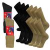 12 Pairs of Cotton Diabetic Non-Binding Neuropathy Crew Socks (Black and Khaki, Size 9-11) view 1