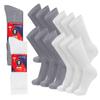 12 Pairs of Cotton Diabetic Non-Binding Neuropathy Crew Socks (White and Grey - Size 9-11) view 1