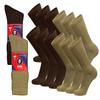 12 Pairs of Cotton Diabetic Non-Binding Neuropathy Crew Socks (Brown and Khaki - Size 10-13) view 1