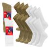 12 Pairs of Cotton Diabetic Non-Binding Neuropathy Crew Socks (White and Khaki - Size 9-11) view 1