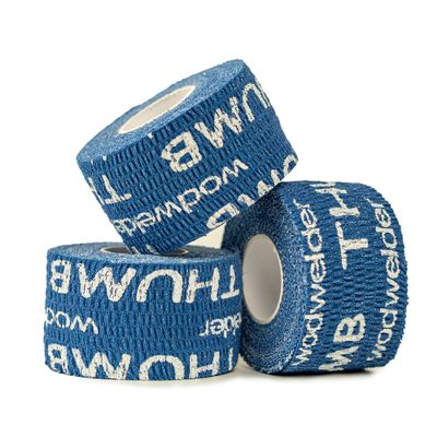 3 x WOD Welder Thumb Protection Tape 23ft Roll - Superior Adhesive for Hook Grip Lifting - Weightlifters, Fitness, Cross Training, Blister Prevention - Powerlifting, Deadlift (1.5in, Blue 3 Rolls)