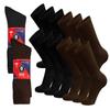 12 Pairs of Cotton Diabetic Non-Binding Neuropathy Crew Socks (Black and Brown - Size 13-16) view 1