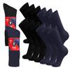 12 Pairs of Cotton Diabetic Non-Binding Neuropathy Crew Socks (Black and Navy - Size 9-11) view 1