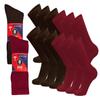 12 Pairs of Cotton Diabetic Non-Binding Neuropathy Crew Socks (Red and Brown - Size 9-11) view 1