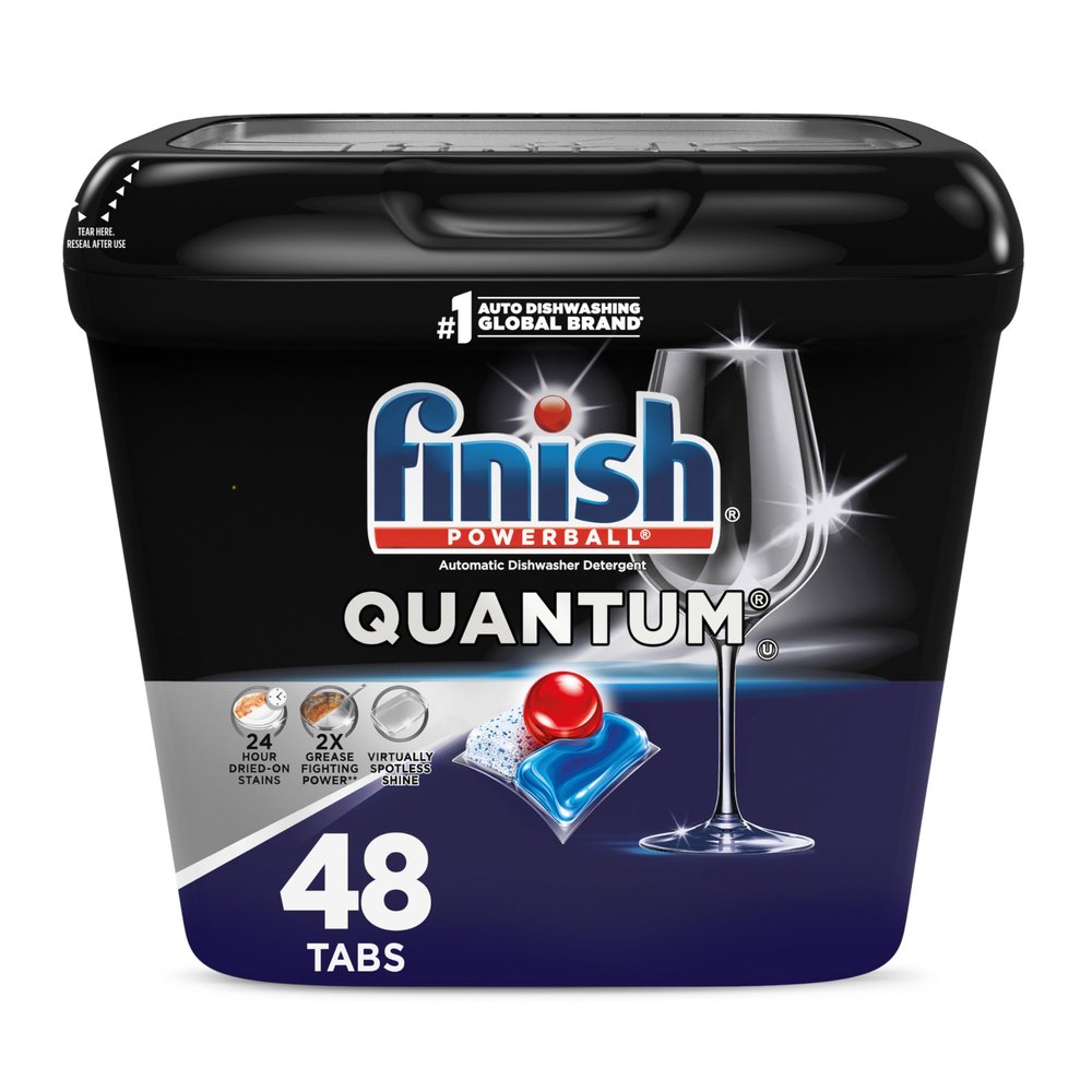 Finish Quantum Dishwasher Pods, No Pre-Rinse Dishwasher Detergent Soap Removes 24HR Dried-On Stain and Grease, Leaving a Virtually Spotless Shine, 48 Count